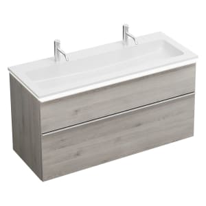 burgbad Eqio Waschtischkombination mit Mineralguss-Waschtisch und LED-Beleuchtung, 122 cm, mit Griffleiste G0251