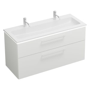 burgbad Eqio Waschtischkombination mit Mineralguss-Waschtisch und LED-Beleuchtung, 122 cm, mit Stangengriff P95