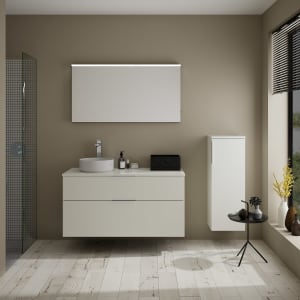 burgbad Eqio Waschtischunterschrank mit Konsolenplatte 120 cm, links, mit Griff G0146