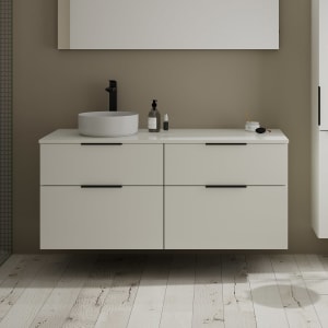 burgbad Eqio Waschtischunterschrank mit Konsolenplatte 140 cm, links, mit Griff G0200