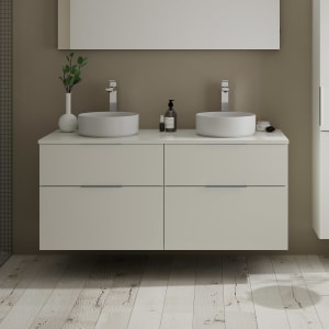 burgbad Eqio Waschtischunterschrank mit Konsolenplatte 140 cm, links und rechts, mit Griff G0146