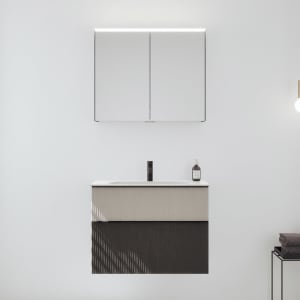 burgbad Fiumo 2.0 Badmöbelset 82 cm mit Waschtisch mit Unterschrank mit Griff G0200 und Spiegelschrank