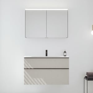 burgbad Fiumo 2.0 Badmöbelset 102 cm mit Waschtisch mit Unterschrank mit Griff G0200 und Spiegelschrank