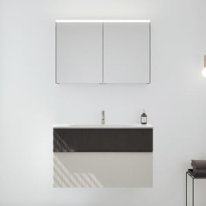 burgbad Fiumo 2.0 Badmöbelset 102 cm mit Waschtisch mit Unterschrank mit Griff G0146 und Spiegelschrank