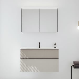 burgbad Fiumo 2.0 Badmöbelset 102 cm mit Waschtisch mit Unterschrank mit Griff G0200 und Spiegelschrank