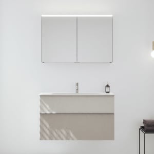 burgbad Fiumo 2.0 Badmöbelset 102 cm mit Waschtisch mit Unterschrank mit Griff G0146 und Spiegelschrank