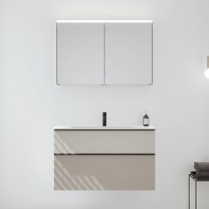 burgbad Fiumo 2.0 Badmöbelset 102 cm mit Waschtisch mit Unterschrank mit Griff G0200 und Spiegelschrank