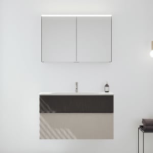 burgbad Fiumo 2.0 Badmöbelset 102 cm mit Waschtisch mit Unterschrank mit Griff G0146 und Spiegelschrank