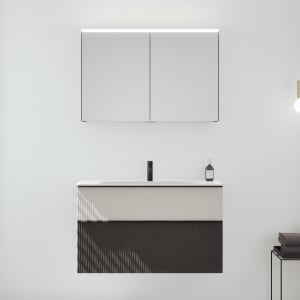 burgbad Fiumo 2.0 Badmöbelset 102 cm mit Waschtisch mit Unterschrank mit Griff G0200 und Spiegelschrank