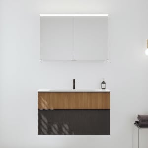 burgbad Fiumo 2.0 Badmöbelset 102 cm mit Waschtisch mit Unterschrank mit Griff G0200 und Spiegelschrank