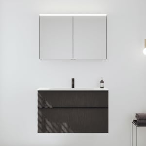 burgbad Fiumo 2.0 Badmöbelset 102 cm mit Waschtisch mit Unterschrank mit Griff G0200 und Spiegelschrank