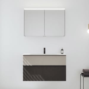 burgbad Fiumo 2.0 Badmöbelset 102 cm mit Waschtisch mit Unterschrank mit Griff G0200 und Spiegelschrank