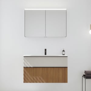 burgbad Fiumo 2.0 Badmöbelset 102 cm mit Waschtisch mit Unterschrank mit Griff G0200 und Spiegelschrank