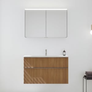 burgbad Fiumo 2.0 Badmöbelset 102 cm mit Waschtisch mit Unterschrank mit Griff G0146 und Spiegelschrank