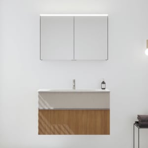 burgbad Fiumo 2.0 Badmöbelset 102 cm mit Waschtisch mit Unterschrank mit Griff G0146 und Spiegelschrank