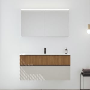 burgbad Fiumo 2.0 Badmöbelset 122 cm mit Waschtisch mit Unterschrank mit Griff G0200 und Spiegelschrank