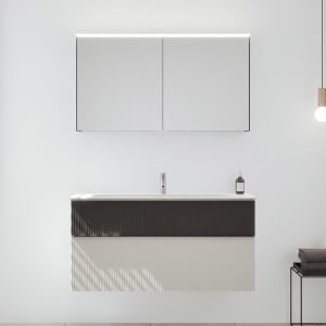 burgbad Fiumo 2.0 Badmöbelset 122 cm mit Waschtisch mit Unterschrank mit Griff G0146 und Spiegelschrank