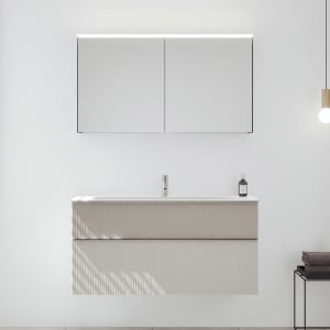 burgbad Fiumo 2.0 Badmöbelset 122 cm mit Waschtisch mit Unterschrank mit Griff G0146 und Spiegelschrank