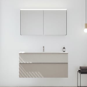 burgbad Fiumo 2.0 Badmöbelset 122 cm mit Waschtisch mit Unterschrank mit Griff G0146 und Spiegelschrank