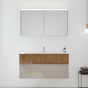 burgbad Fiumo 2.0 Badmöbelset 122 cm mit Waschtisch mit Unterschrank mit Griff G0146 und Spiegelschrank