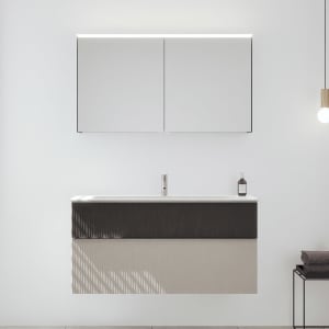 burgbad Fiumo 2.0 Badmöbelset 122 cm mit Waschtisch mit Unterschrank mit Griff G0146 und Spiegelschrank