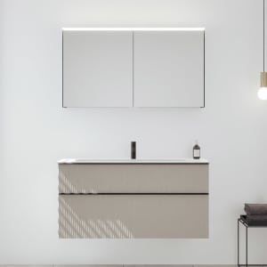 burgbad Fiumo 2.0 Badmöbelset 122 cm mit Waschtisch mit Unterschrank mit Griff G0200 und Spiegelschrank