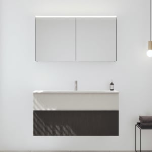 burgbad Fiumo 2.0 Badmöbelset 122 cm mit Waschtisch mit Unterschrank mit Griff G0146 und Spiegelschrank