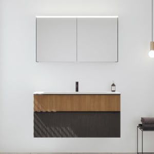 burgbad Fiumo 2.0 Badmöbelset 122 cm mit Waschtisch mit Unterschrank mit Griff G0200 und Spiegelschrank