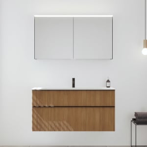 burgbad Fiumo 2.0 Badmöbelset 122 cm mit Waschtisch mit Unterschrank mit Griff G0200 und Spiegelschrank