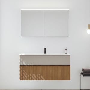 burgbad Fiumo 2.0 Badmöbelset 122 cm mit Waschtisch mit Unterschrank mit Griff G0200 und Spiegelschrank