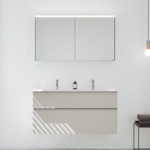 burgbad Fiumo 2.0 Badmöbelset 122 cm mit Waschtisch mit Unterschrank mit Griff G0146 und Spiegelschrank