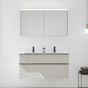 burgbad Fiumo 2.0 Badmöbelset 122 cm mit Waschtisch mit Unterschrank mit Griff G0200 und Spiegelschrank