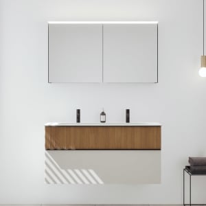 burgbad Fiumo 2.0 Badmöbelset 122 cm mit Waschtisch mit Unterschrank mit Griff G0200 und Spiegelschrank