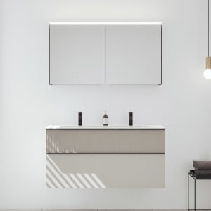 burgbad Fiumo 2.0 Badmöbelset 122 cm mit Waschtisch mit Unterschrank mit Griff G0200 und Spiegelschrank