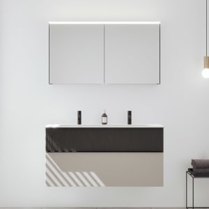 burgbad Fiumo 2.0 Badmöbelset 122 cm mit Waschtisch mit Unterschrank mit Griff G0200 und Spiegelschrank