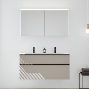 burgbad Fiumo 2.0 Badmöbelset 122 cm mit Waschtisch mit Unterschrank mit Griff G0200 und Spiegelschrank