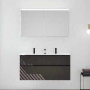 burgbad Fiumo 2.0 Badmöbelset 122 cm mit Waschtisch mit Unterschrank mit Griff G0200 und Spiegelschrank