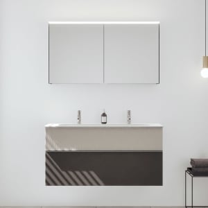 burgbad Fiumo 2.0 Badmöbelset 122 cm mit Waschtisch mit Unterschrank mit Griff G0146 und Spiegelschrank