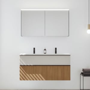 burgbad Fiumo 2.0 Badmöbelset 122 cm mit Waschtisch mit Unterschrank mit Griff G0200 und Spiegelschrank