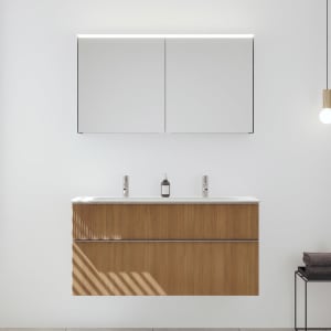 burgbad Fiumo 2.0 Badmöbelset 122 cm mit Waschtisch mit Unterschrank mit Griff G0146 und Spiegelschrank