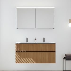 burgbad Fiumo 2.0 Badmöbelset 122 cm mit Waschtisch mit Unterschrank mit Griff G0200 und Spiegelschrank