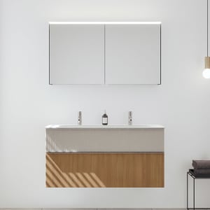 burgbad Fiumo 2.0 Badmöbelset 122 cm mit Waschtisch mit Unterschrank mit Griff G0146 und Spiegelschrank