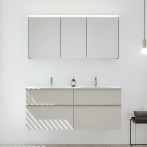 burgbad Fiumo 2.0 Badmöbelset 142 cm mit Waschtisch mit Unterschrank mit Griff G0146 und Spiegelschrank