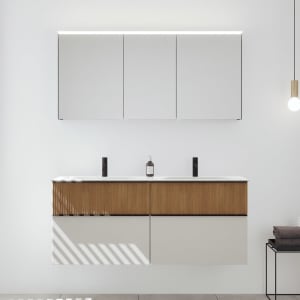 burgbad Fiumo 2.0 Badmöbelset 142 cm mit Waschtisch mit Unterschrank mit Griff G0200 und Spiegelschrank