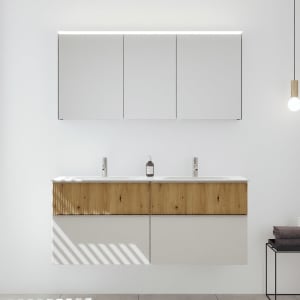 burgbad Fiumo 2.0 Badmöbelset 142 cm mit Waschtisch mit Unterschrank mit Griff G0146 und Spiegelschrank