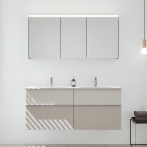 burgbad Fiumo 2.0 Badmöbelset 142 cm mit Waschtisch mit Unterschrank mit Griff G0146 und Spiegelschrank