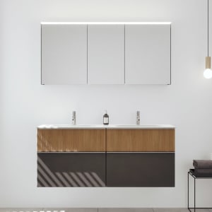 burgbad Fiumo 2.0 Badmöbelset 142 cm mit Waschtisch mit Unterschrank mit Griff G0146 und Spiegelschrank