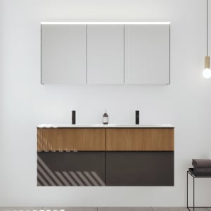 burgbad Fiumo 2.0 Badmöbelset 142 cm mit Waschtisch mit Unterschrank mit Griff G0200 und Spiegelschrank