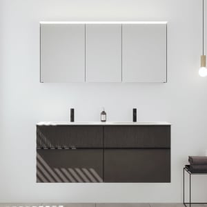 burgbad Fiumo 2.0 Badmöbelset 142 cm mit Waschtisch mit Unterschrank mit Griff G0200 und Spiegelschrank