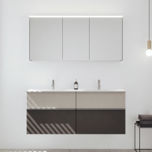 burgbad Fiumo 2.0 Badmöbelset 142 cm mit Waschtisch mit Unterschrank mit Griff G0146 und Spiegelschrank